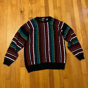 Vintage Atlas Coogi Style Sweater Multicolor Made In USA